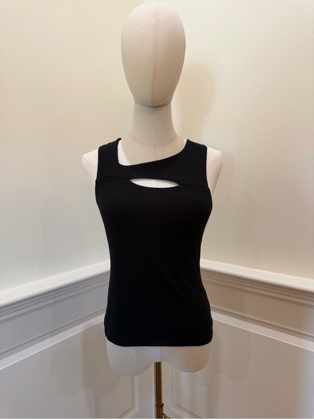 LNA Black Ribbed Cutout Blouse